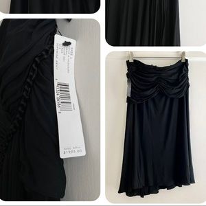 $1295 NWT Donna Karan Collection Superfine Jersey Black Ruched Skirt Size Large